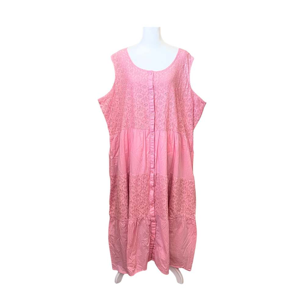 Vtg 90s Maxi Dress Size 3X Pink Floral Cottagecore Romantic Feminine Soft Girl